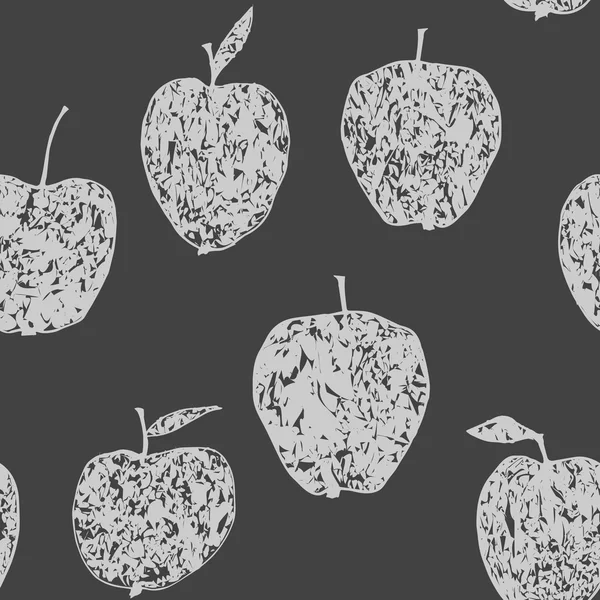 Cute seamless monochrome pattern with decorative apples. Endless repeating print background texture. Clipping mask. — Stock Vector