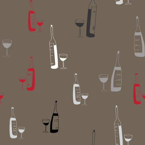 Seamless wine bottles pattern — Stock Vector