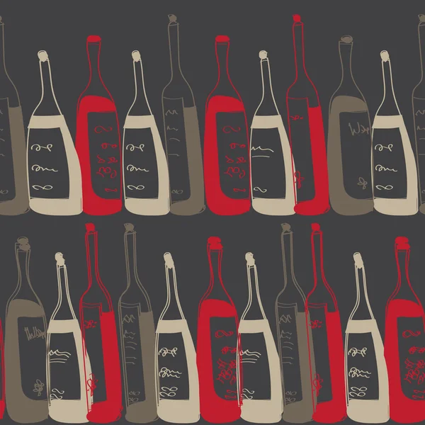 Modèle de bouteilles de vin sans couture — Image vectorielle