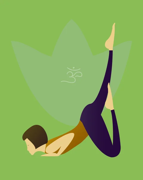 Práctica de yoga asana con símbolo Om en la ilustración de vectores de loto . — Vector de stock