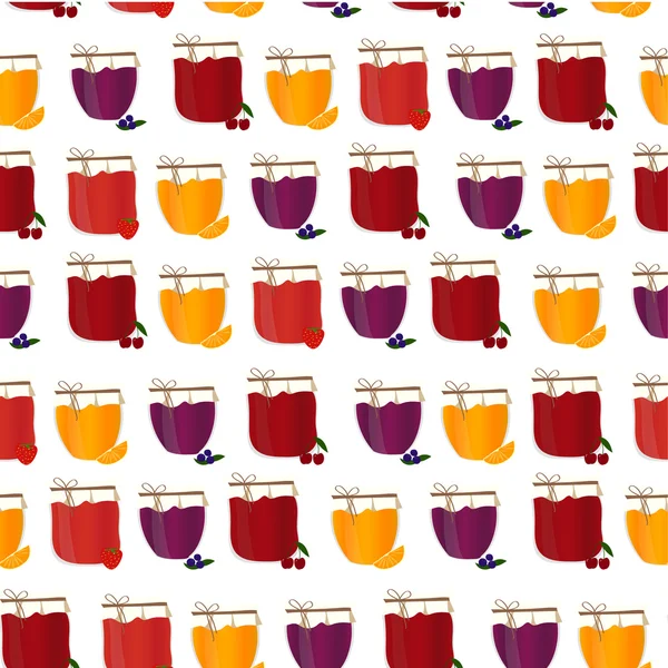 Vector seamless pattern with homemade jam. Friut confiture. — Stock Vector
