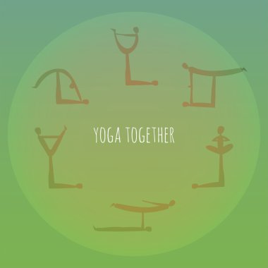 Yoga birlikte. Acro yoga asana pratik. Vektör çizim.