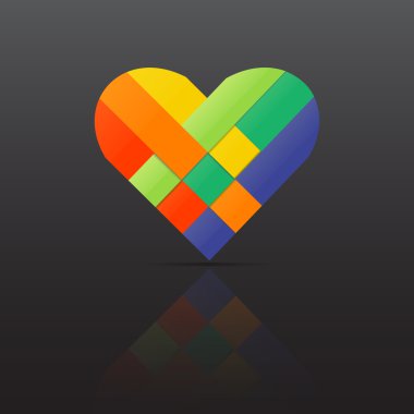 Kağıt şerit renk kalp dokuma. Vektör çizim