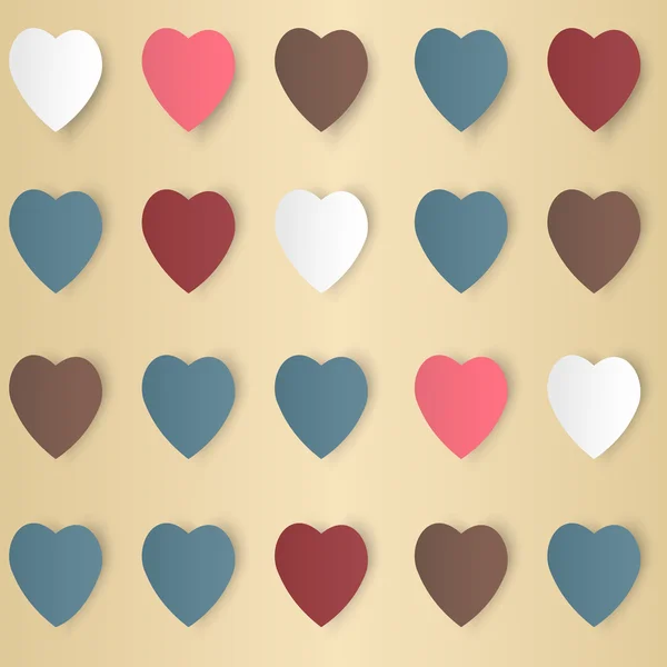 Hjärtan med skuggor i olika färger, vektor bakgrund Vektorgrafik