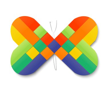 Kağıt şerit dokuma renk kalp kelebek.