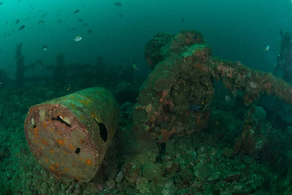 Boat wreck in Ambon, Maluku, Indonesia underwater photo — Stock Photo, Image