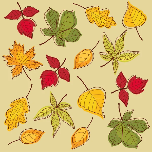 Herfst Laat Naadloos Patroon Seizoen Gekleurde Bladeren Gele Achtergrond — Stockvector