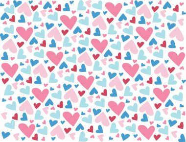 Kalpleri, aşkı ve romantizmi olan kusursuz bir geçmişi var. Sevgililer Günü için vektör deseni
