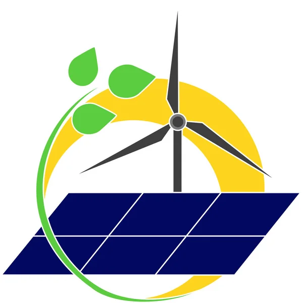 Solar Technology Vector Logo Alternative Green Energy — Stock Vector