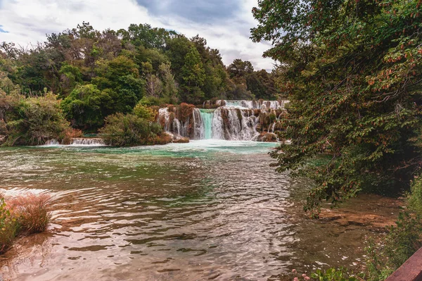 Croatia Krka National Park Picturesque Waterfall Skradinsky Buk Copy Space — 스톡 사진