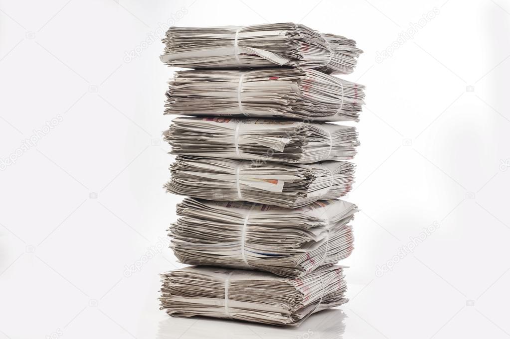 Close up of a pile of newspaper