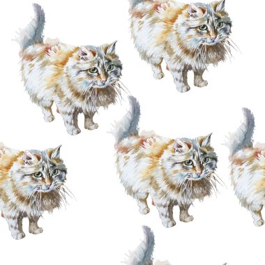 Sevimli kediler ile Seamless modeli. 3D çizim.