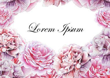 Suluboya çiçekli davetiye. Rose.