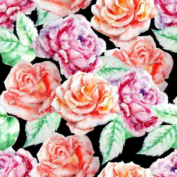 Padrão sem costura com rosas. Aquarela . — Fotografia de Stock