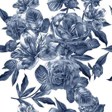 Çiçekler ile Seamless modeli. Alstroemeria. Rose. Suluboya.