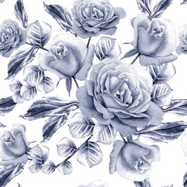 Gül ile Seamless modeli. Suluboya resim.