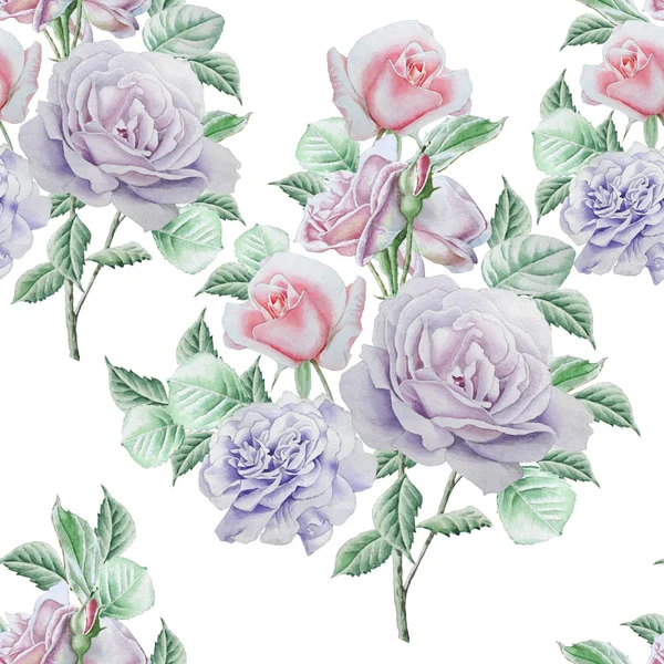 Gül ile Seamless modeli. Suluboya resim.