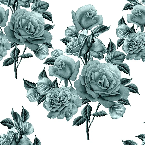 Seamless mönster med rosor. Akvarell illustration. — Stockfoto