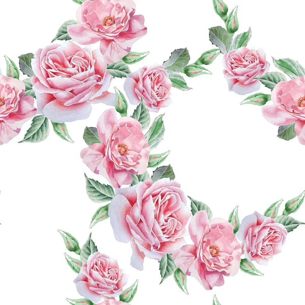 Seamless mönster med blommor. Alstroemeria. Rose. Akvarell. — Stockfoto