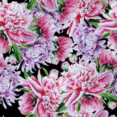 Çiçekli güzel suluboya desenler. El çizimi.