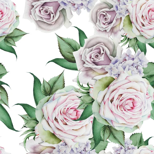 Ljust Sömlöst Mönster Med Blommor Hej Akvarell Illustration Handritad — Stockfoto