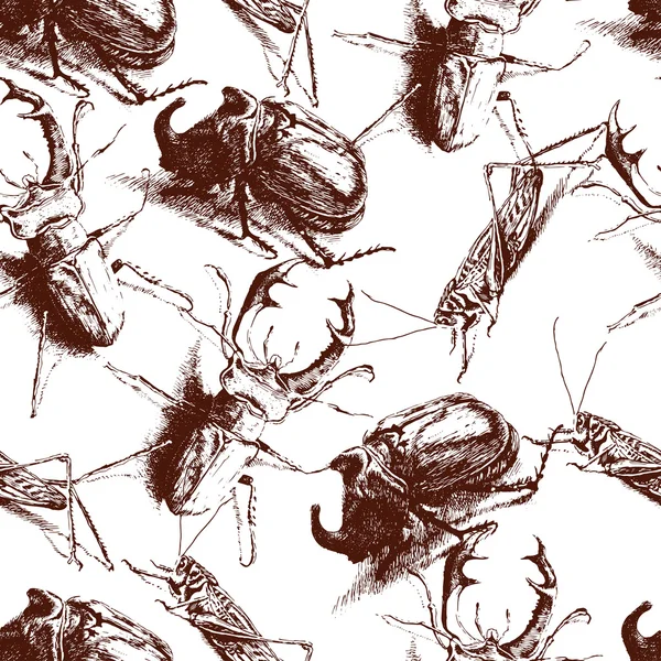Nahtloses Muster mit unterschiedlichen Bugs — Stockvektor