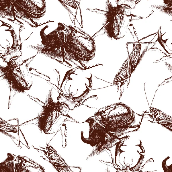 Modèle sans couture avec différents bugs — Image vectorielle