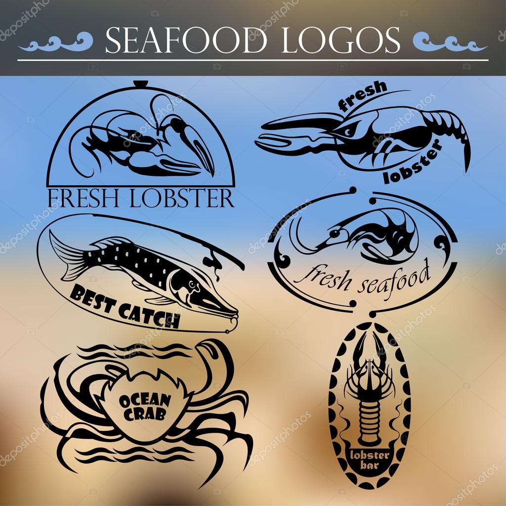 Seafood logos.  Vector set