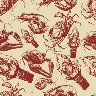 Seamless pattern with  cancers and crabs  clipart
