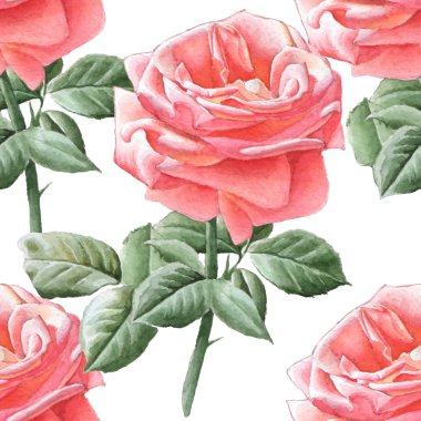 suluboya gül ile Seamless Modeli.