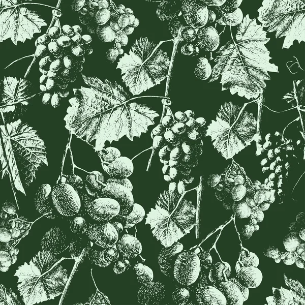 Безшовний візерунок з виноградом і листям . — стоковий вектор