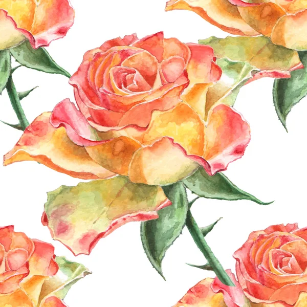 Seamless pattern with watercolor roses. — Stock Vector