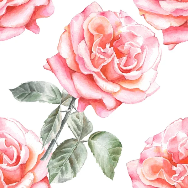 Padrão sem costura com rosas aquarela . — Vetor de Stock