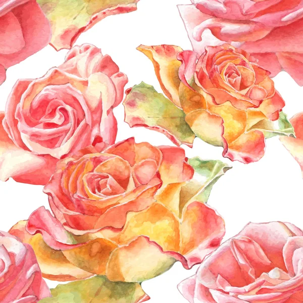 Seamless mönster med akvarell rosor. — Stock vektor