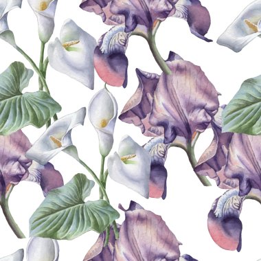 Suluboya çiçekli kusursuz desen.