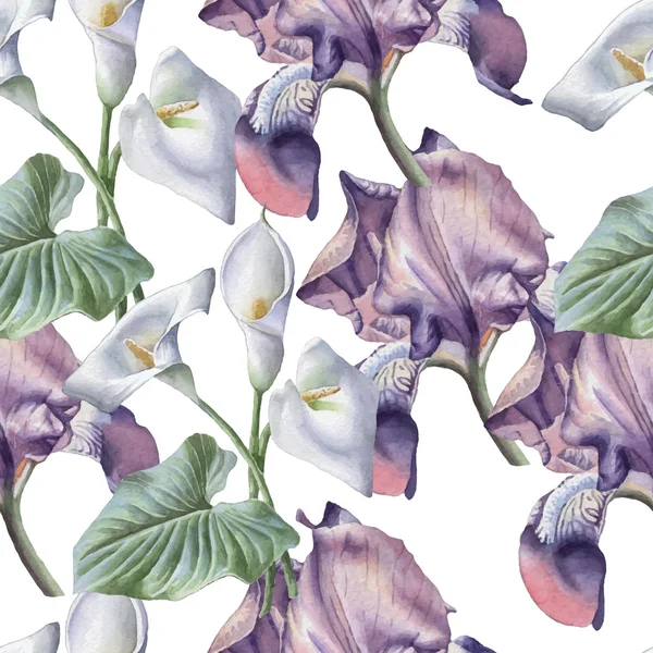 Suluboya çiçekli kusursuz desen.