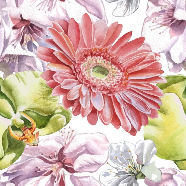 Suluboya çiçekli kusursuz desen.