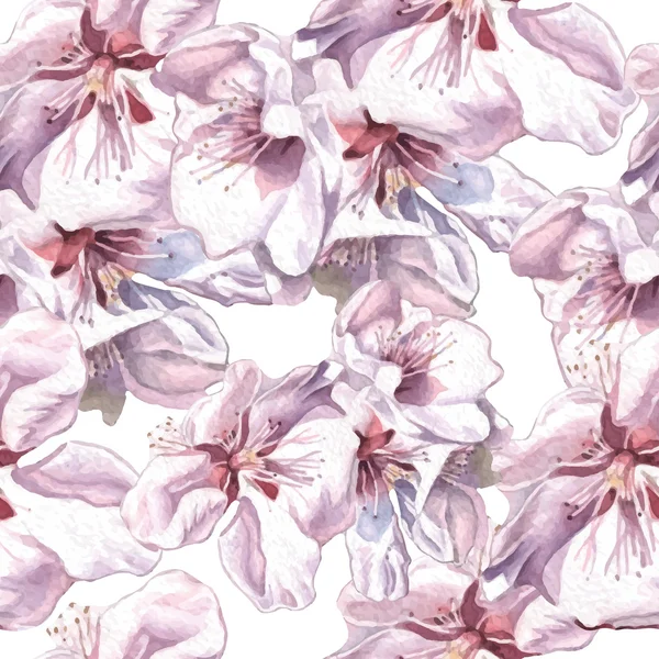 Naadloos patroon met aquarelbloemen. — Stockvector