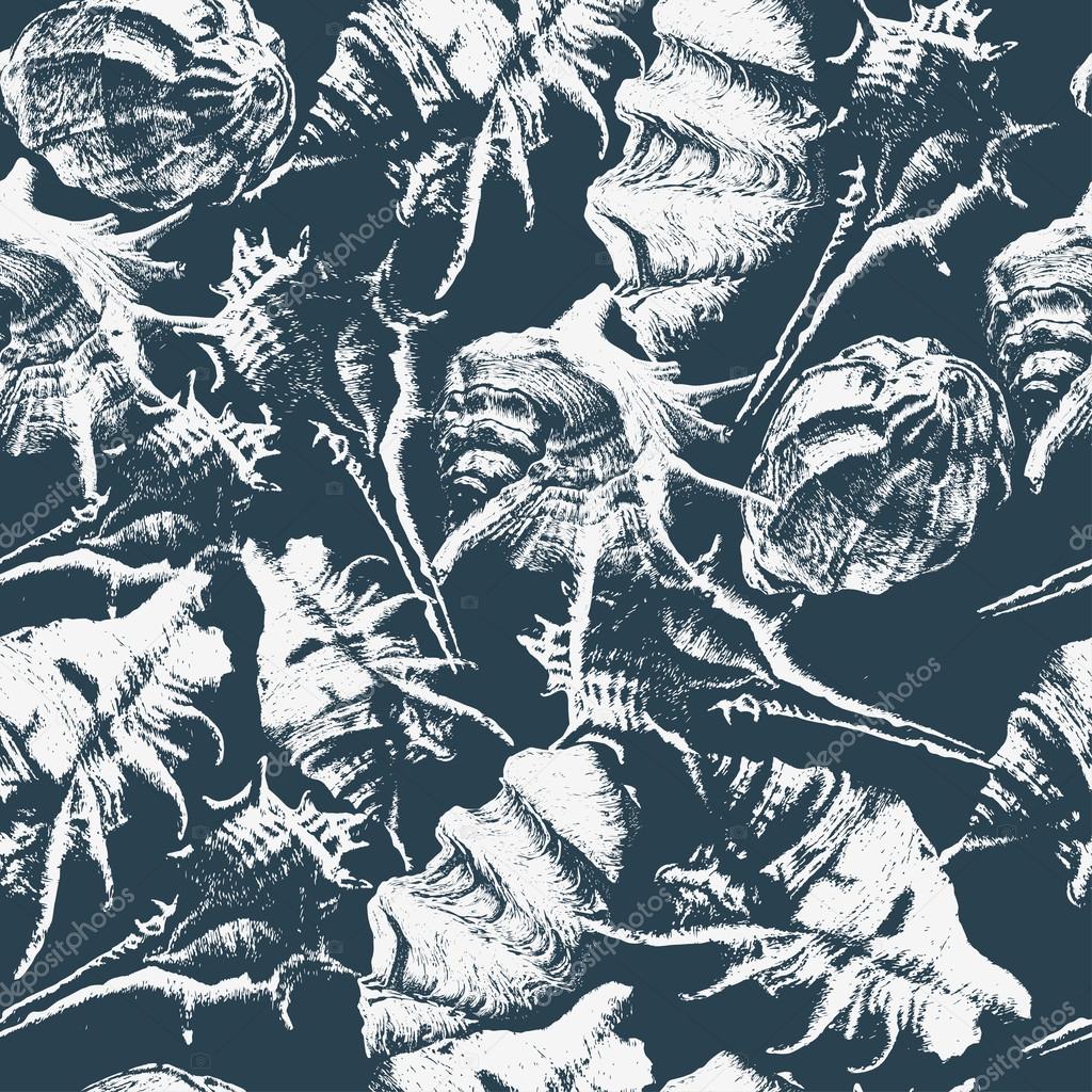 Seamless pattern with different shells