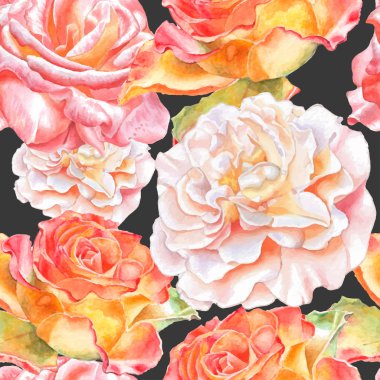 suluboya gül ile Seamless Modeli.