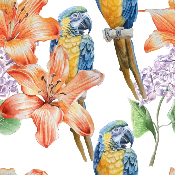 çiçekler ve kuşlar ile Seamless Modeli.