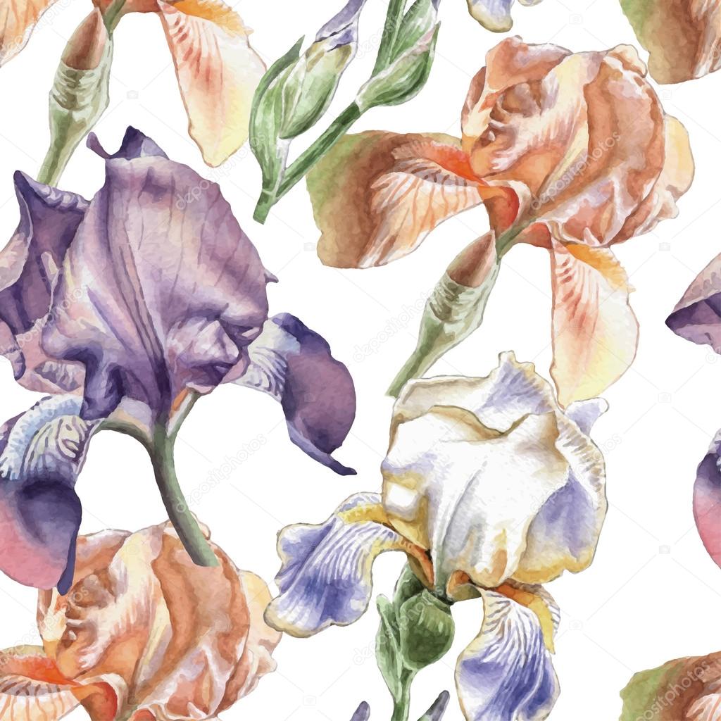 Seamless pattern with different irises