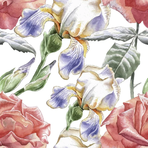 Modèle sans couture avec des fleurs aquarelle. — Image vectorielle