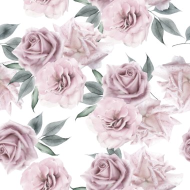 Çiçeklerle kusursuz desen. Gül. Suluboya. El çizimi.