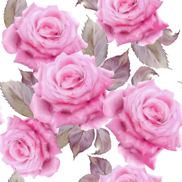 Çiçeklerle kusursuz desen. Gül. Suluboya. El çizimi.