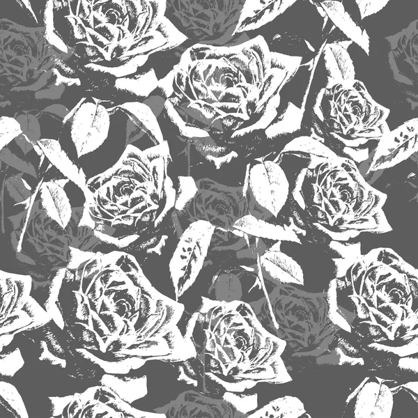 Monochromatyczne wzór z różami. — Wektor stockowy
