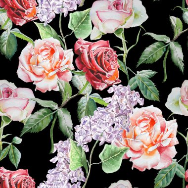 Suluboya çiçekli kusursuz desen