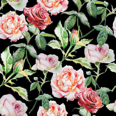 suluboya gül ile Seamless Modeli.