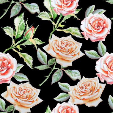 suluboya gül ile Seamless Modeli.