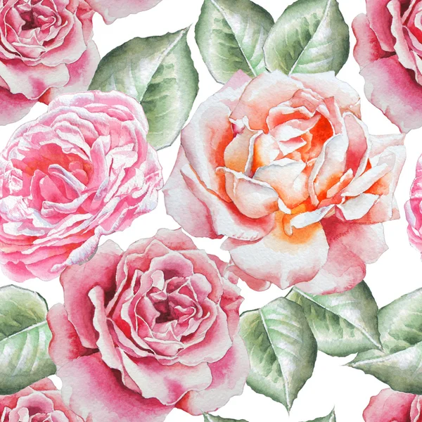 Seamless pattern with watercolor roses. — Stock Photo, Image